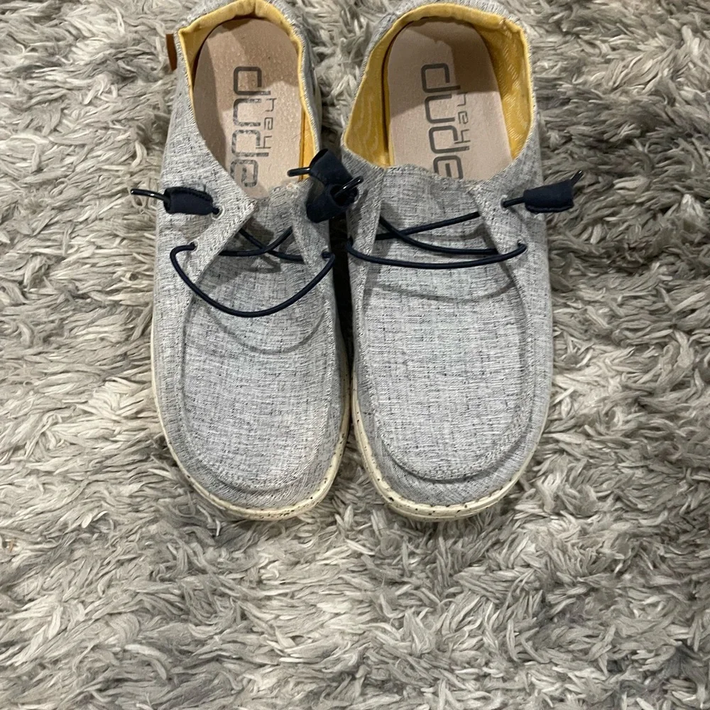 Hey Dude Gray Women's Moccasins with Black Accents - Picture 2 of 5